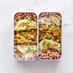 flat lay photography of two tray of foods