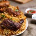 close up photo of biryani dish