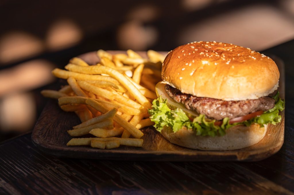 photo of burger and fries