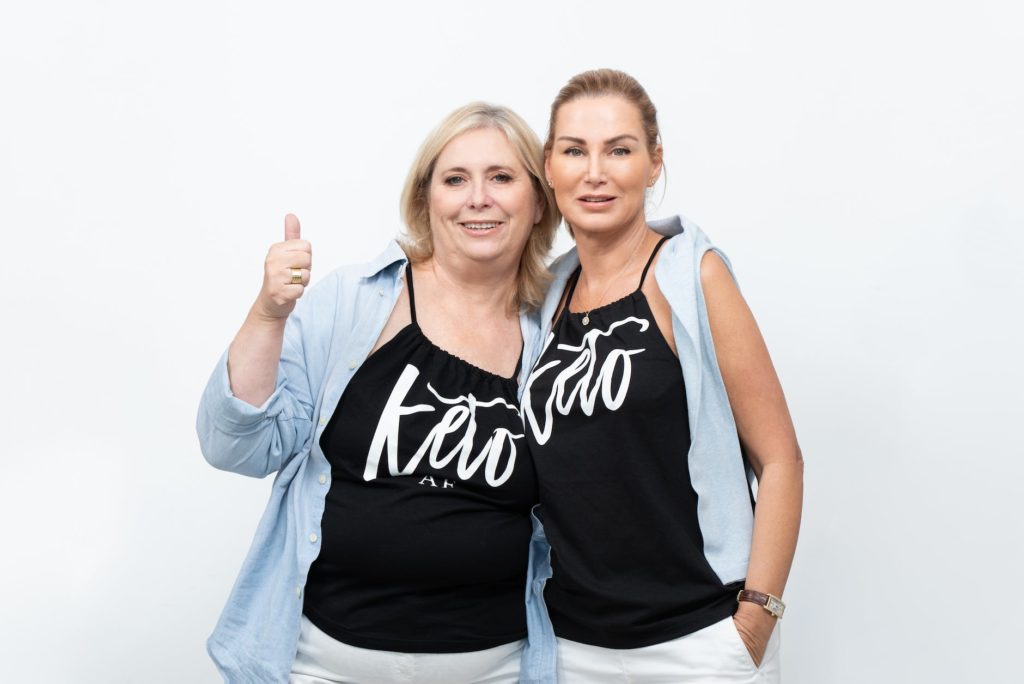 women wearing a black spaghetti strap keto shirts