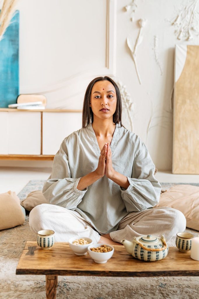 woman during meditation