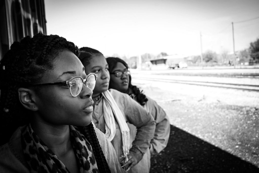 three women taking selfie